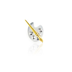 Palette and Brush earring - silver & gold