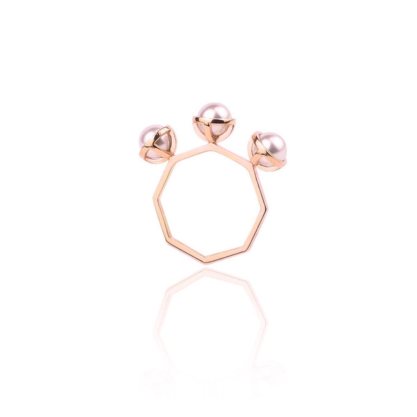 The Whisper Ring - rose gold w/ pink pearls