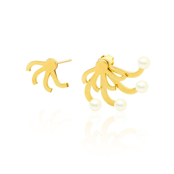 Leonore Pearl earrings - golden