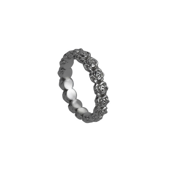 Ring with Tiny Roses - black