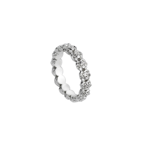 Ring with Tiny Roses - silver