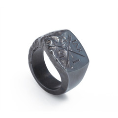 Oxidized Silver Signet Ring